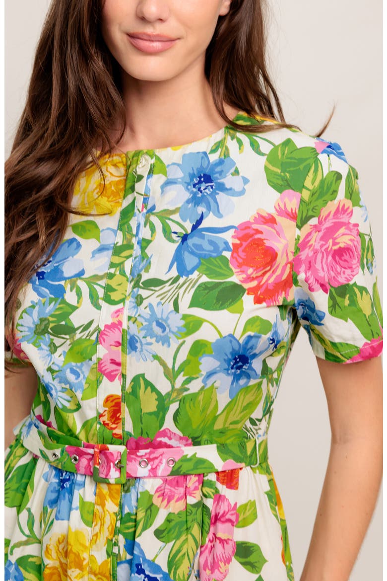 Short Sleeve Print Minidress, Alternate, color, GREEN MULTI FLORAL