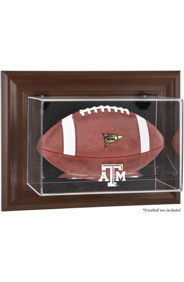 FANATICS AUTHENTIC Texas A&M Aggies Brown Framed Wall-Mountable Football Display Case, Main, color,