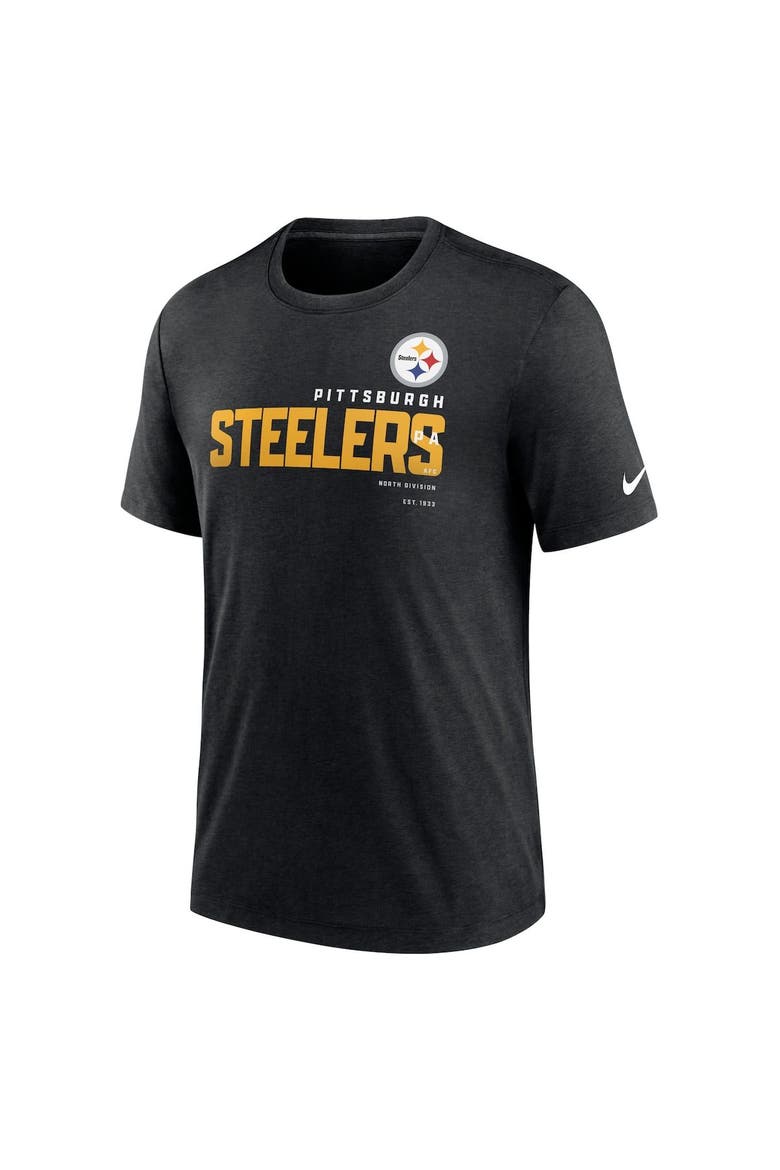 Men's Nike Heather Black Pittsburgh Steelers Team Tri-Blend T-Shirt, Alternate, color, Heather Black
