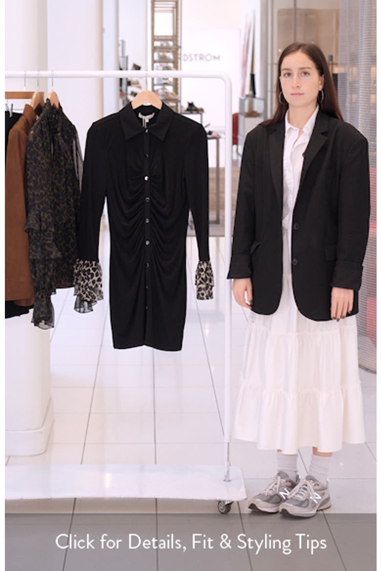 Arden Long Sleeve Ruched Mini Shirtdress video