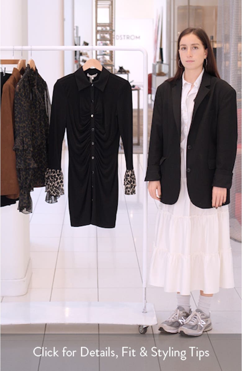 Arden Long Sleeve Ruched Mini Shirtdress, sales video thumbnail