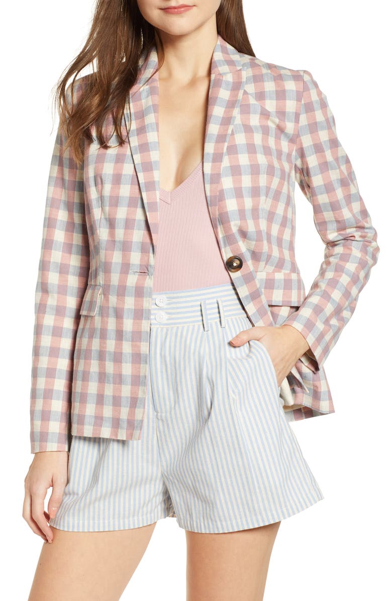 English Factory Gingham Check Blazer, Main, color, 