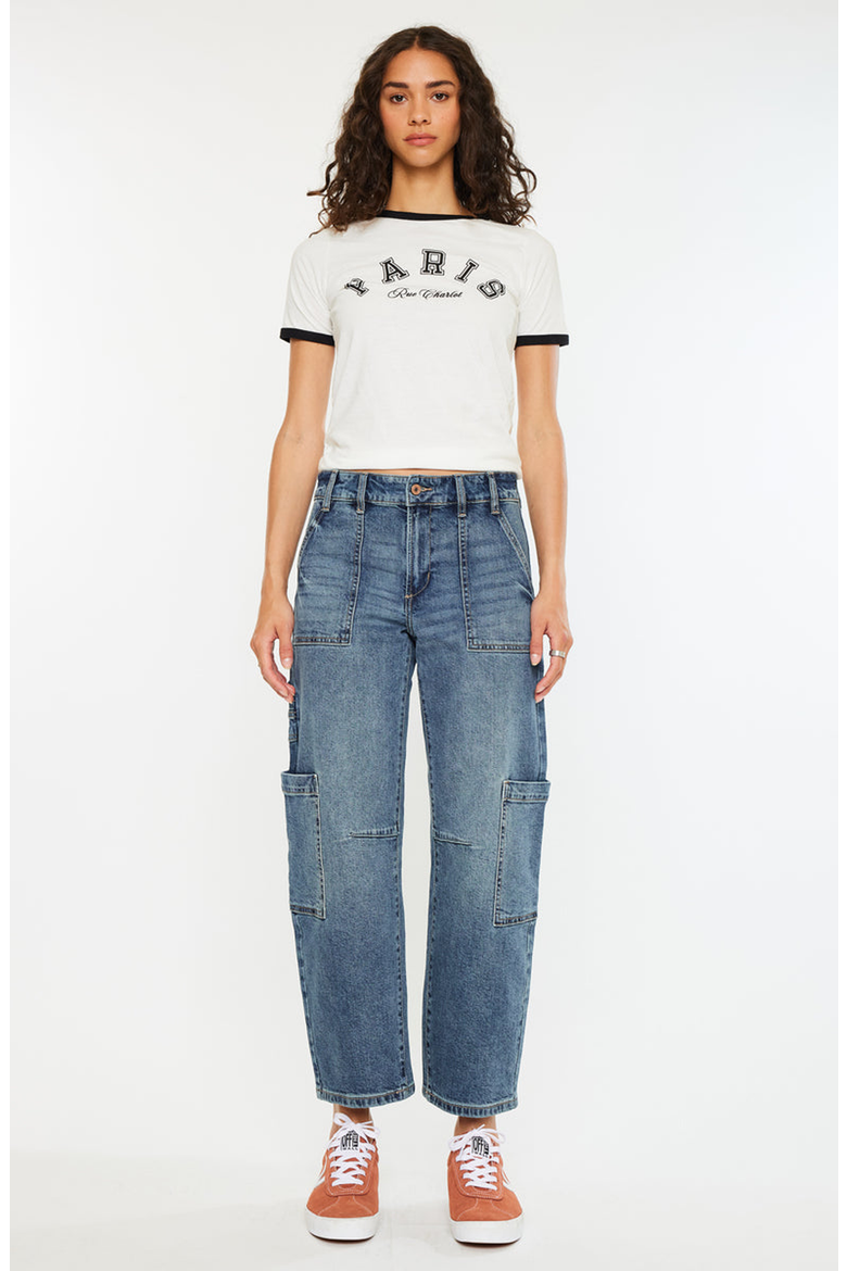 Charly Low Slung Barrel Jeans, Alternate, color, Medium Wash