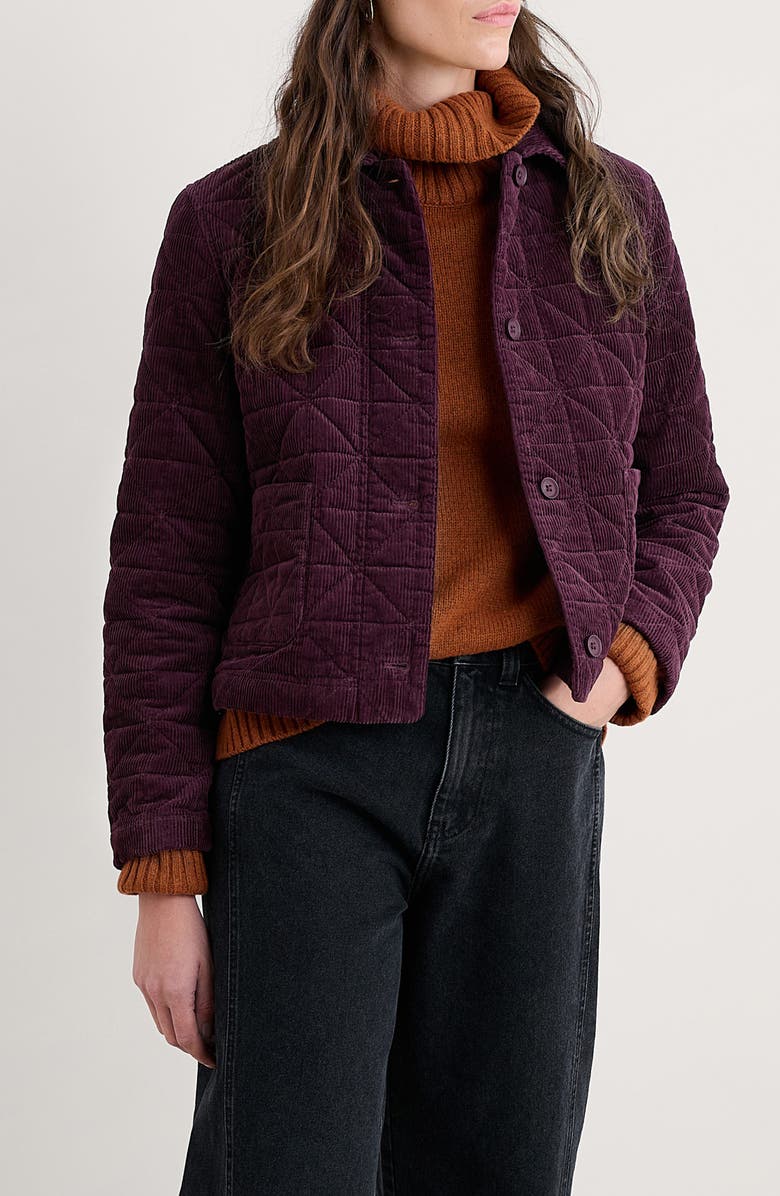Seasalt Cornwall Incoming Tide Quilted Organic Cotton Corduroy Jacket, Main, color, Dark Hellebore