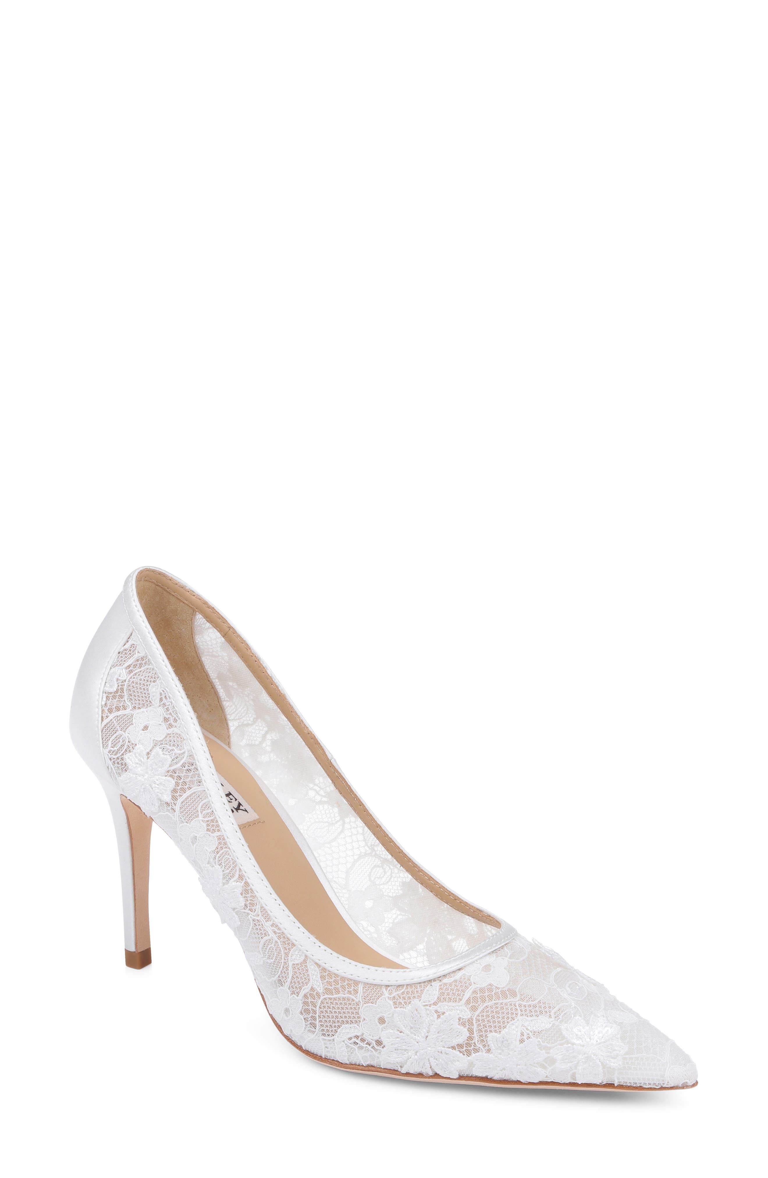 Rania Sequin Lace Pointed Toe Pump, Main, color, WHITE LACE