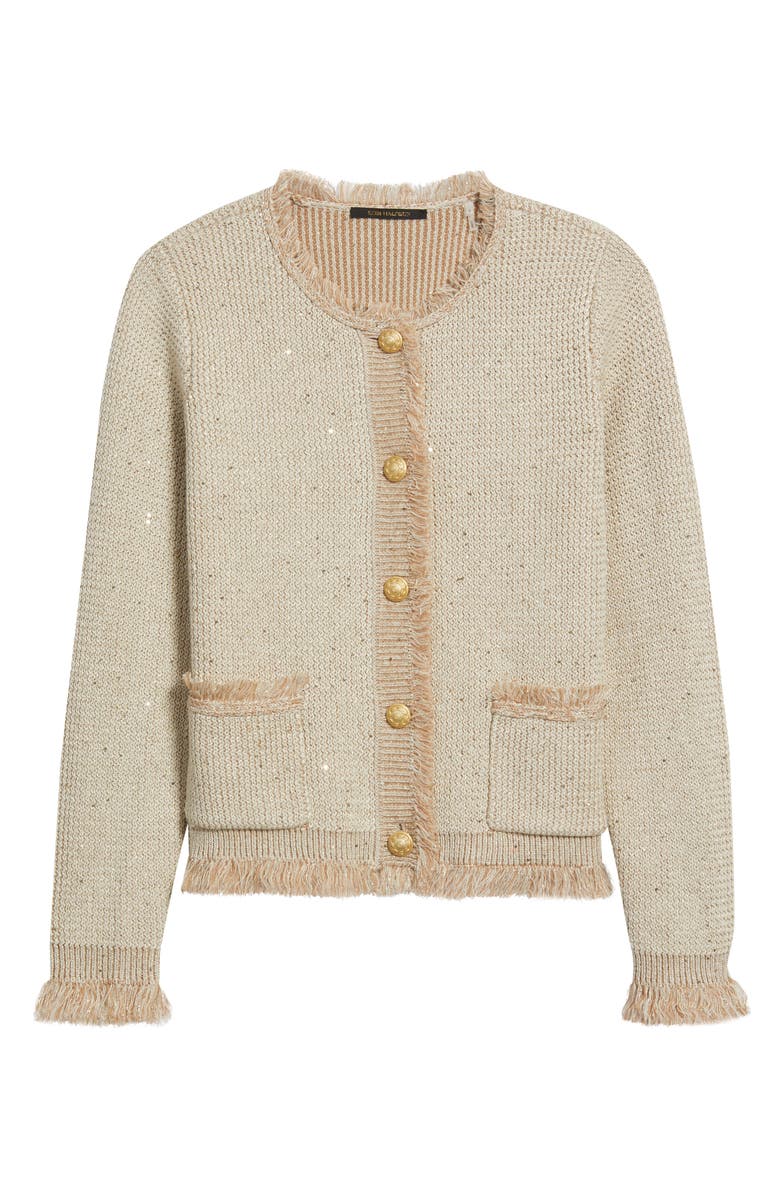 KOBI HALPERIN Kailey Sequin Fringe Cardigan, Alternate, color, Natural