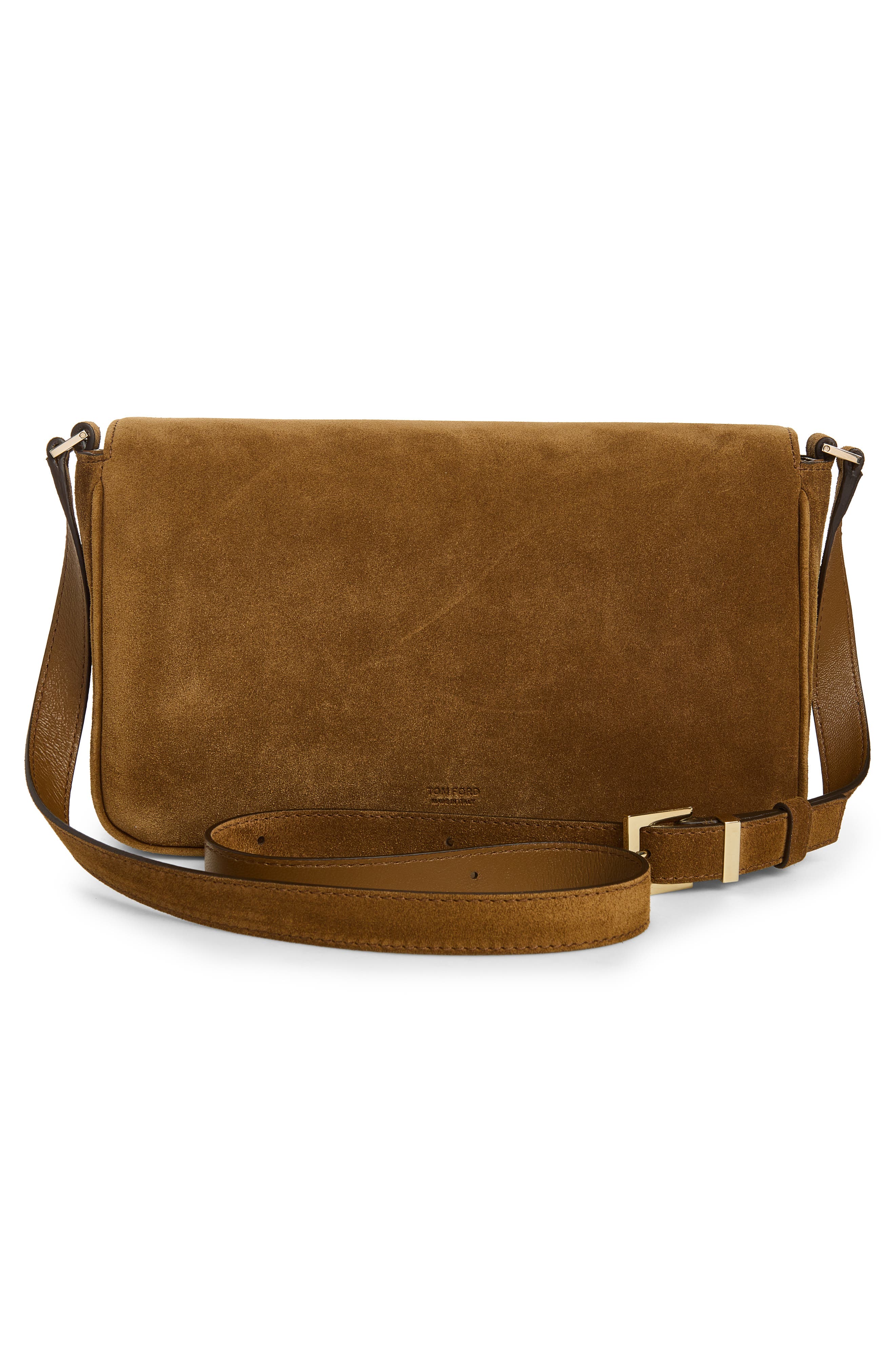 TOM FORD Small Suede Shoulder Bag, Alternate, color, Whisky