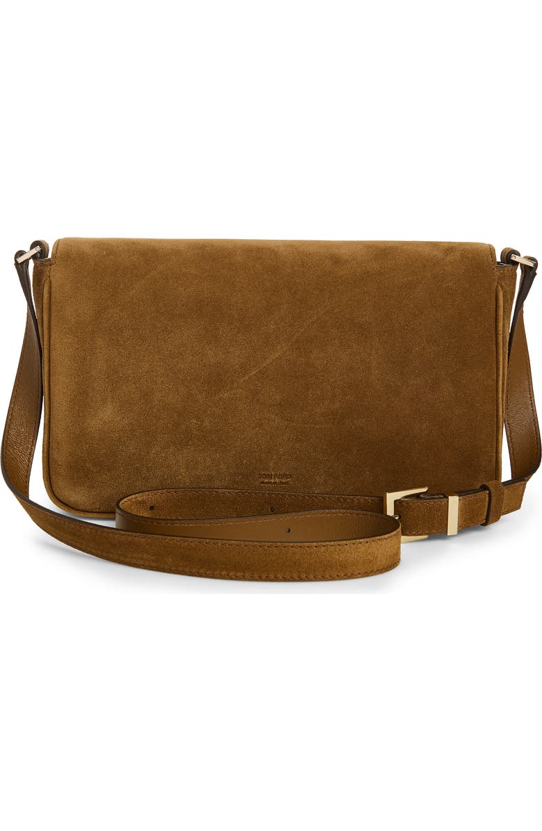 TOM FORD Small Suede Shoulder Bag, Alternate, color, Whisky