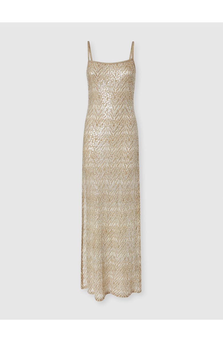 Missoni Long Cover-up In Lamé Viscose With Lace Motif And Sequins, Main, color, Gold& White