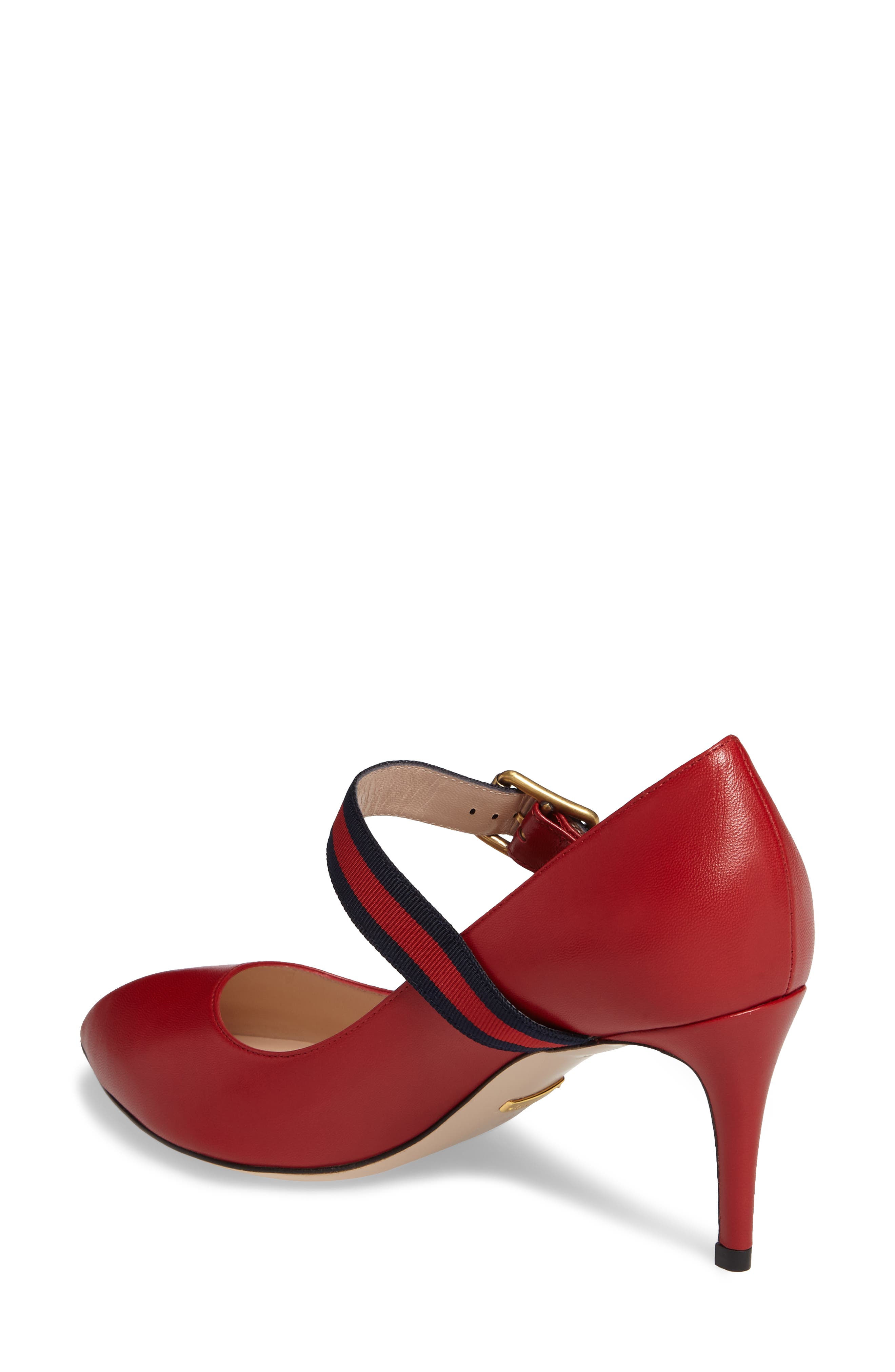 Mary Jane Pointed Toe Pump, Alternate, color, RED LEATHER