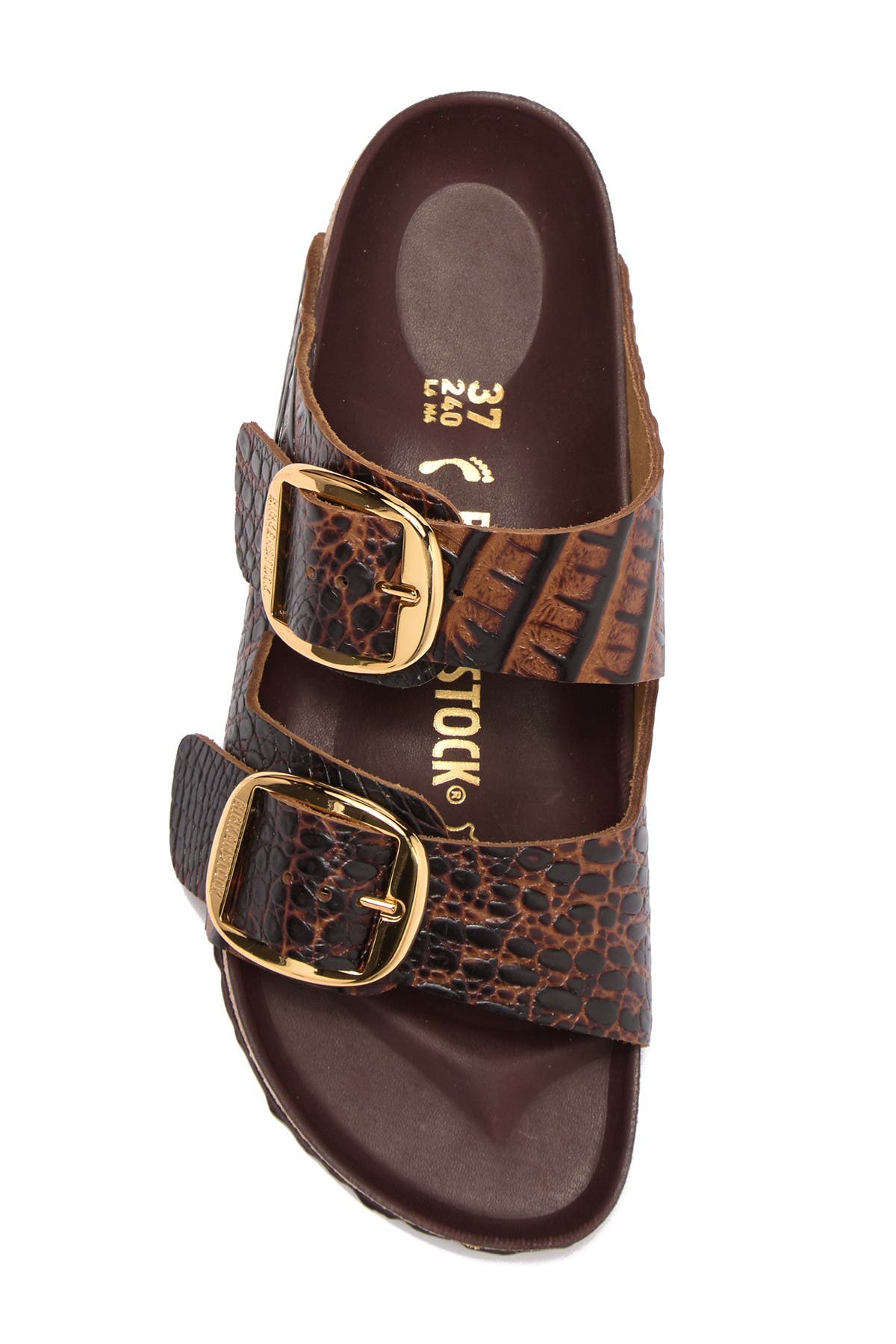 Birkenstock Arizona Croc-Embossed Leather Slide Sandal - Discontinued, Alternate, color, 