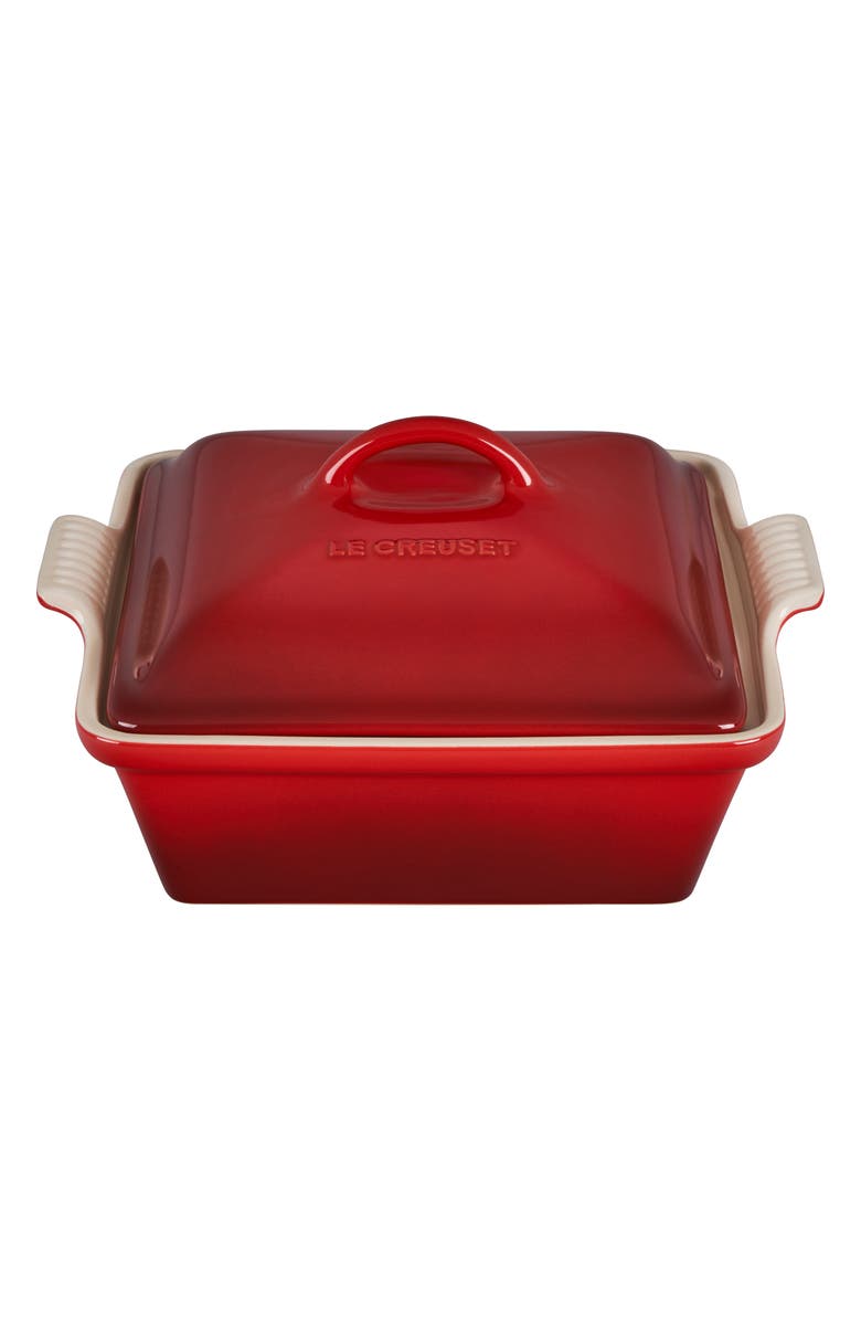 Le Creuset Heritage 2 1/2 Quart Covered Square Stoneware Casserole, Alternate, color, Cherry
