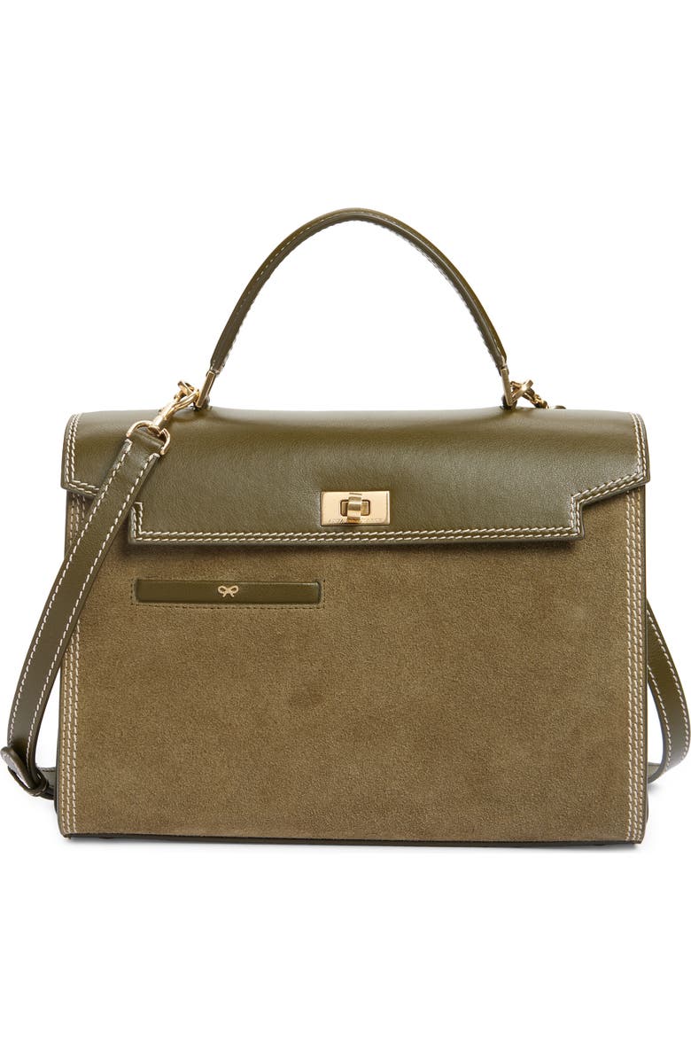Anya Hindmarch Mortimer Suede Top Handle Bag, Main, color, Bonsai