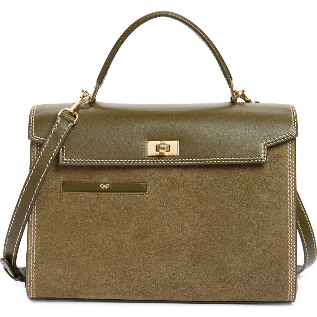 Anya Hindmarch Mortimer Suede Top Handle Bag In Green