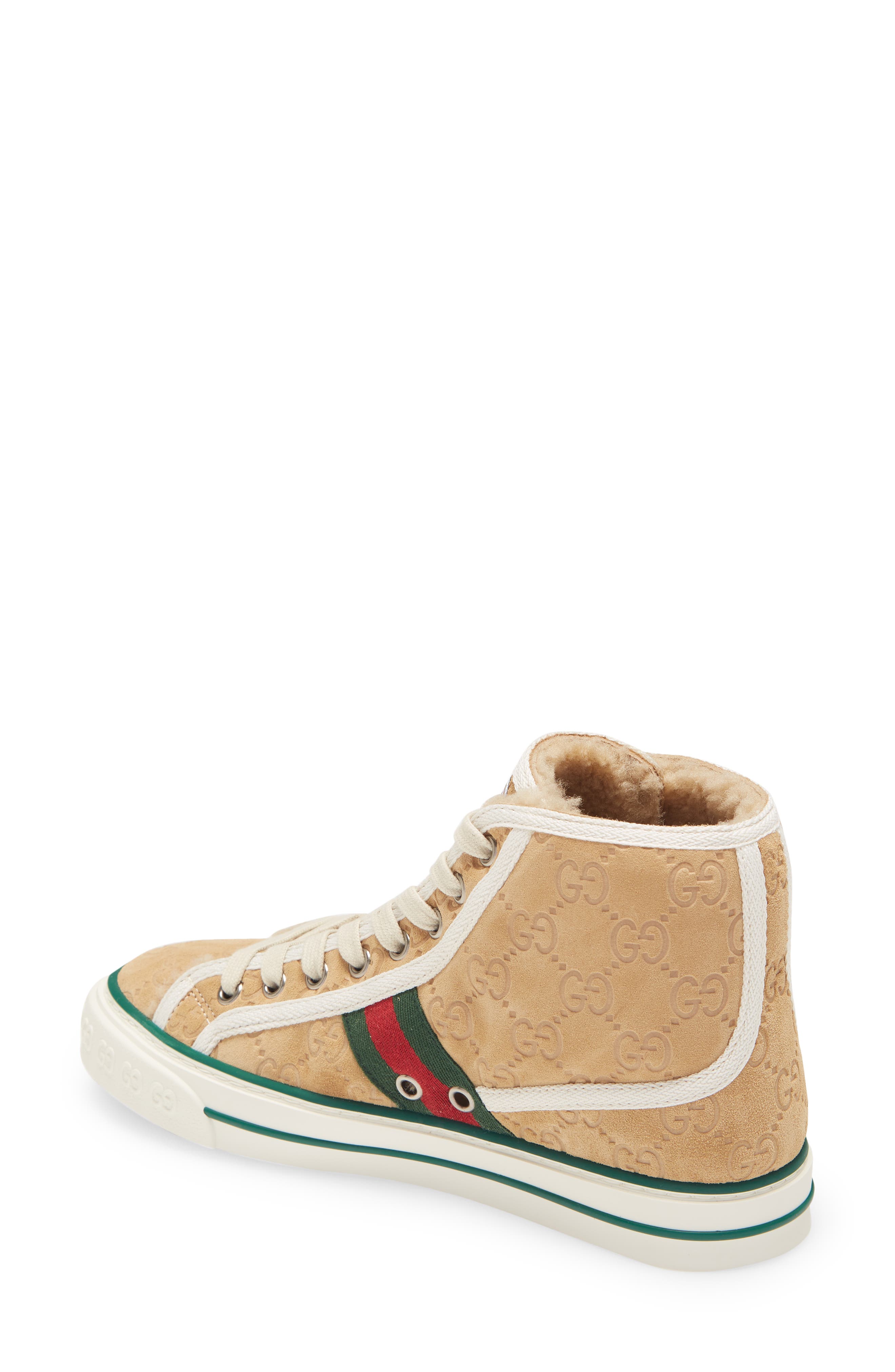 Gucci Tennis 1977 High Top Suede & Shearling Sneaker, Alternate, color, 