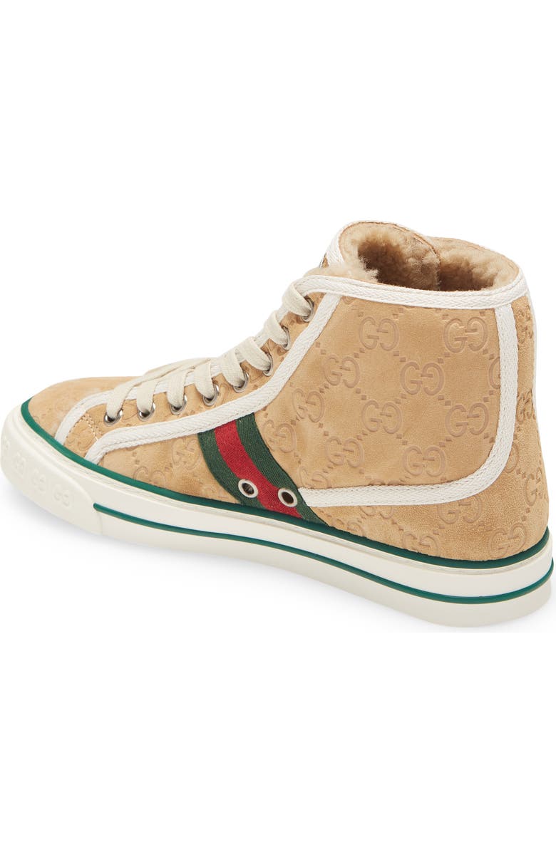 Gucci Tennis 1977 High Top Suede & Shearling Sneaker, Alternate, color,
