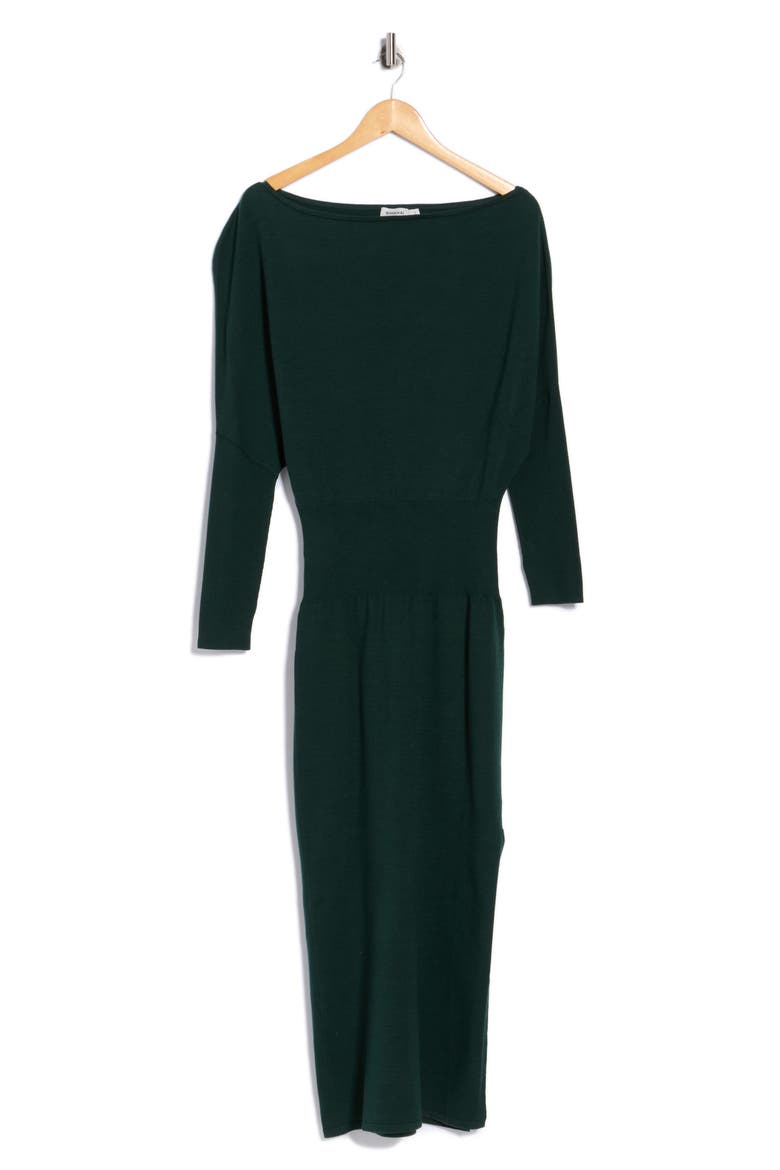Janese Off Shoulder Midi Dress, Alternate, color, EMERALD