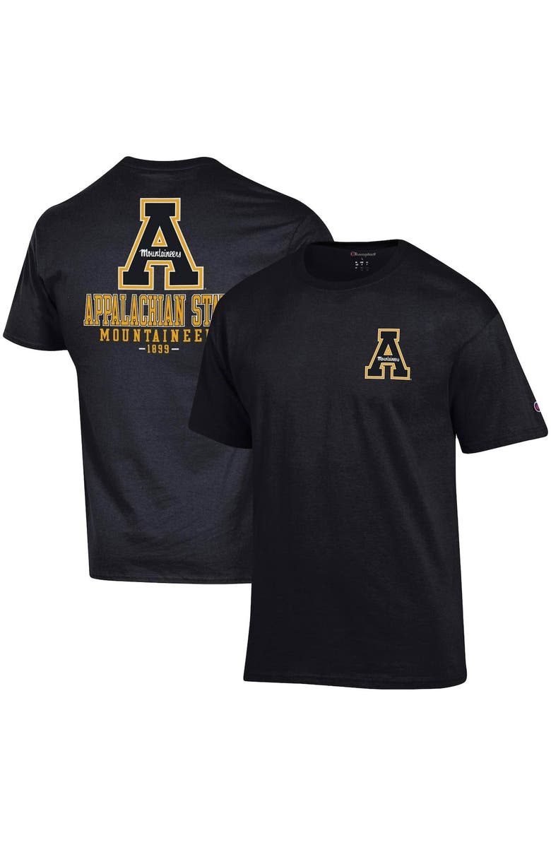 Champion Men's Champion Black Appalachian State Mountaineers Stack 2-Hit T-Shirt, Main, color,