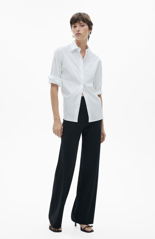 Mango Pull-on Wide Leg Knit Pants In Black