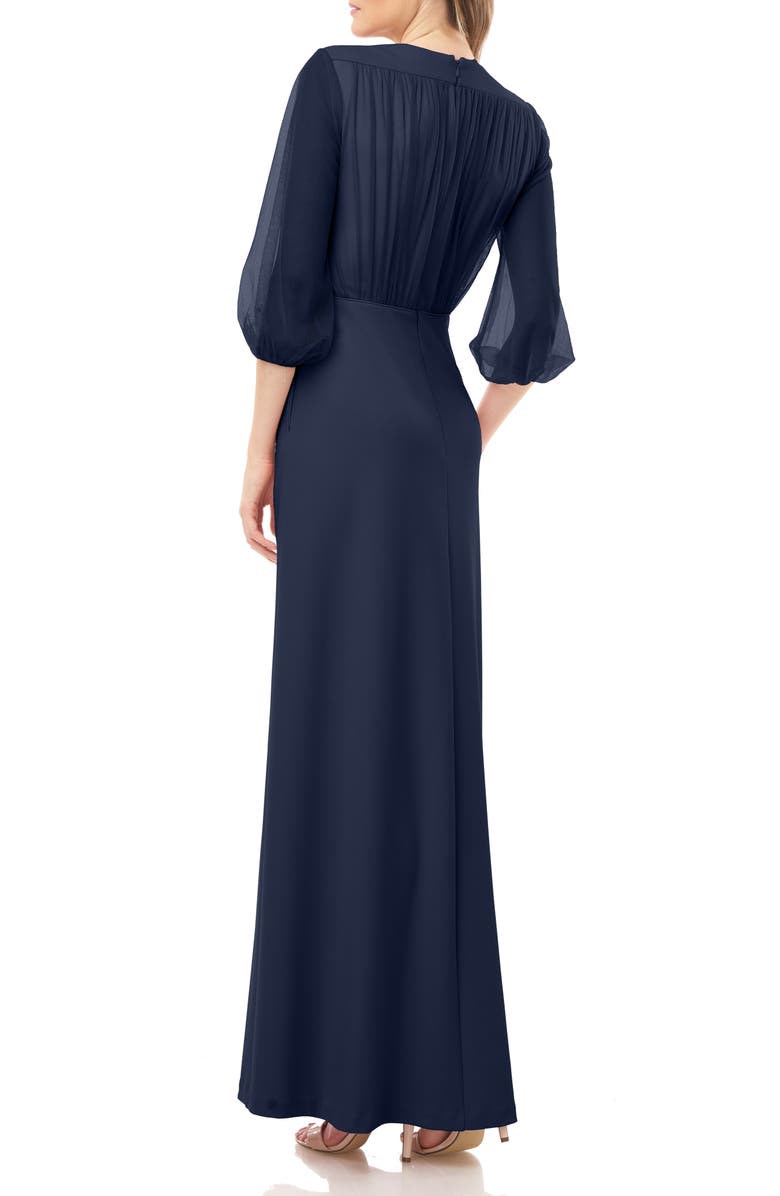 JS Collections Crepe Gown with Chiffon Sleeves, Alternate, color, 