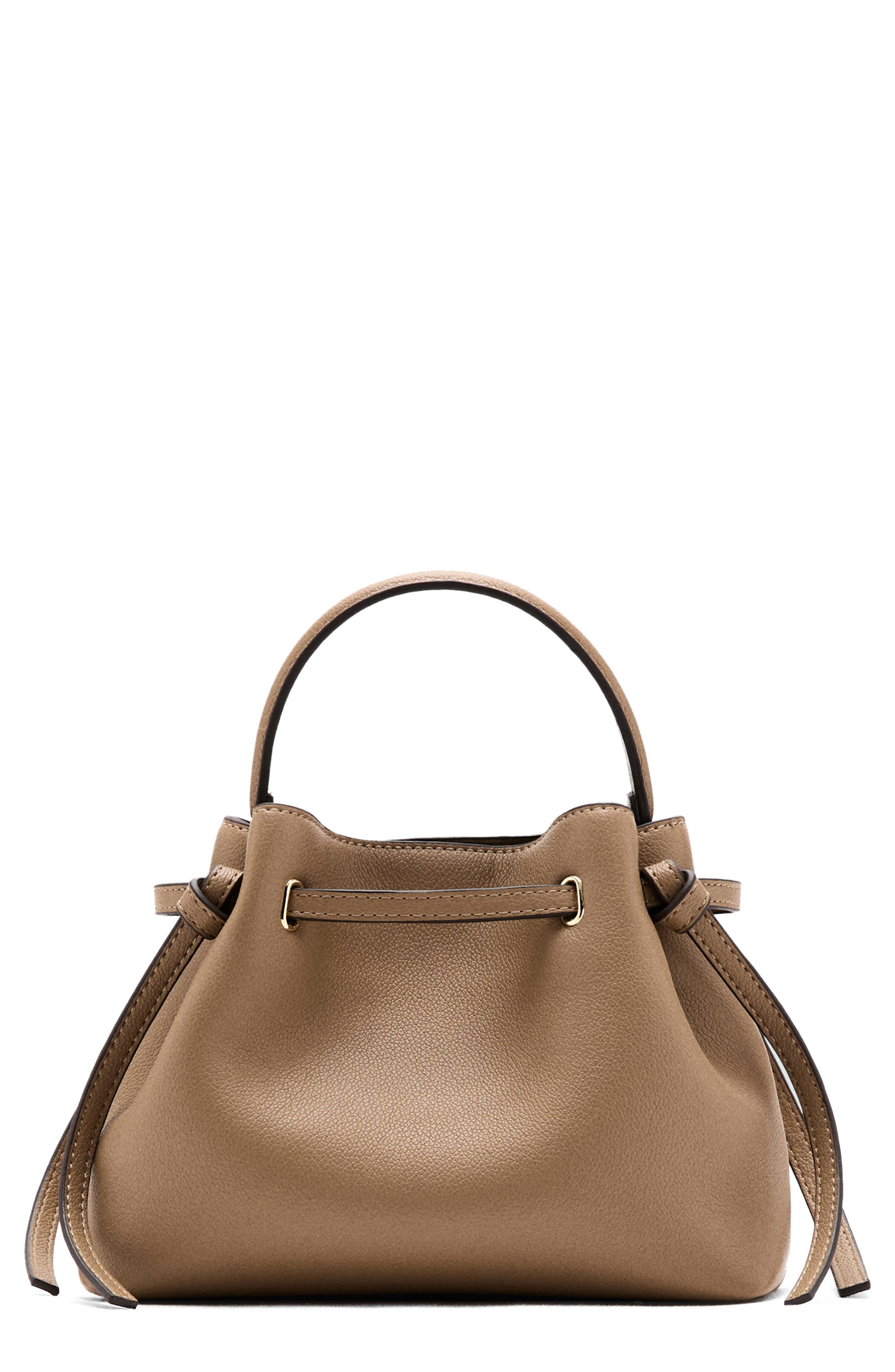 MANGO Faux Leather Bucket Bag, Main, color, Medium Brown