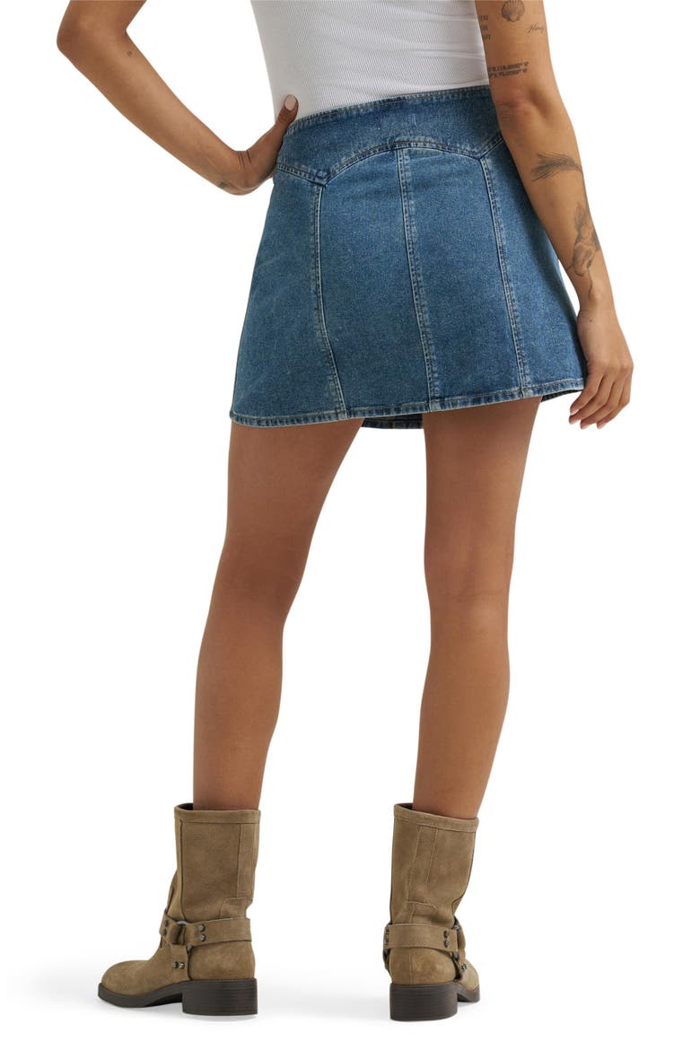 Paneled Cotton Denim Miniskirt, Alternate, color, WORN LEGACY