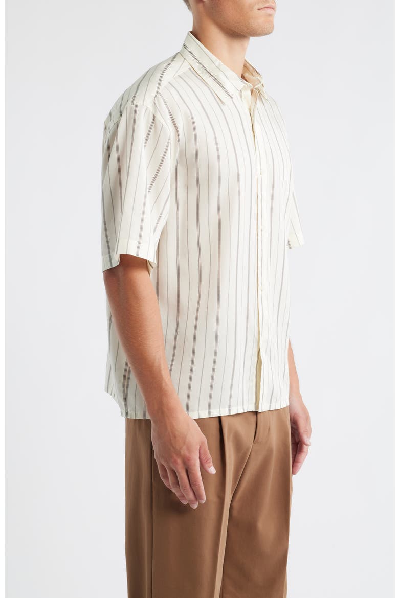 Oversize Stripe Short Sleeve Button-Up Shirt, Alternate, color, IVORY KIYOSHI STRIPE