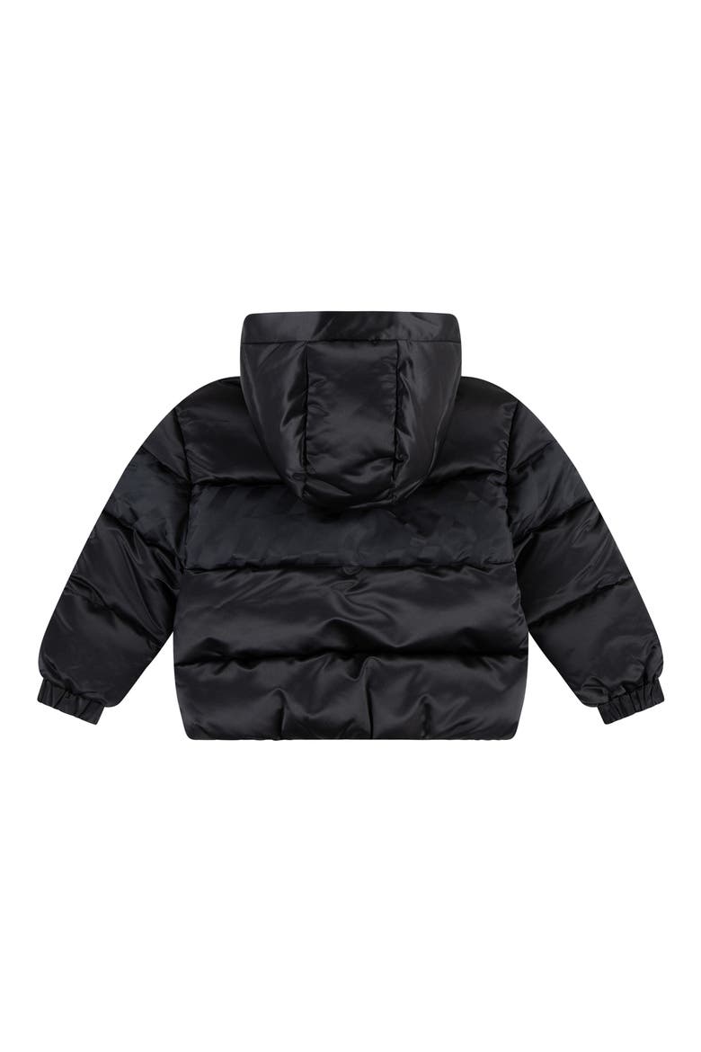 Kids' Jacquard Hazard Stripe Puffer Jacket, Alternate, color, BLACK