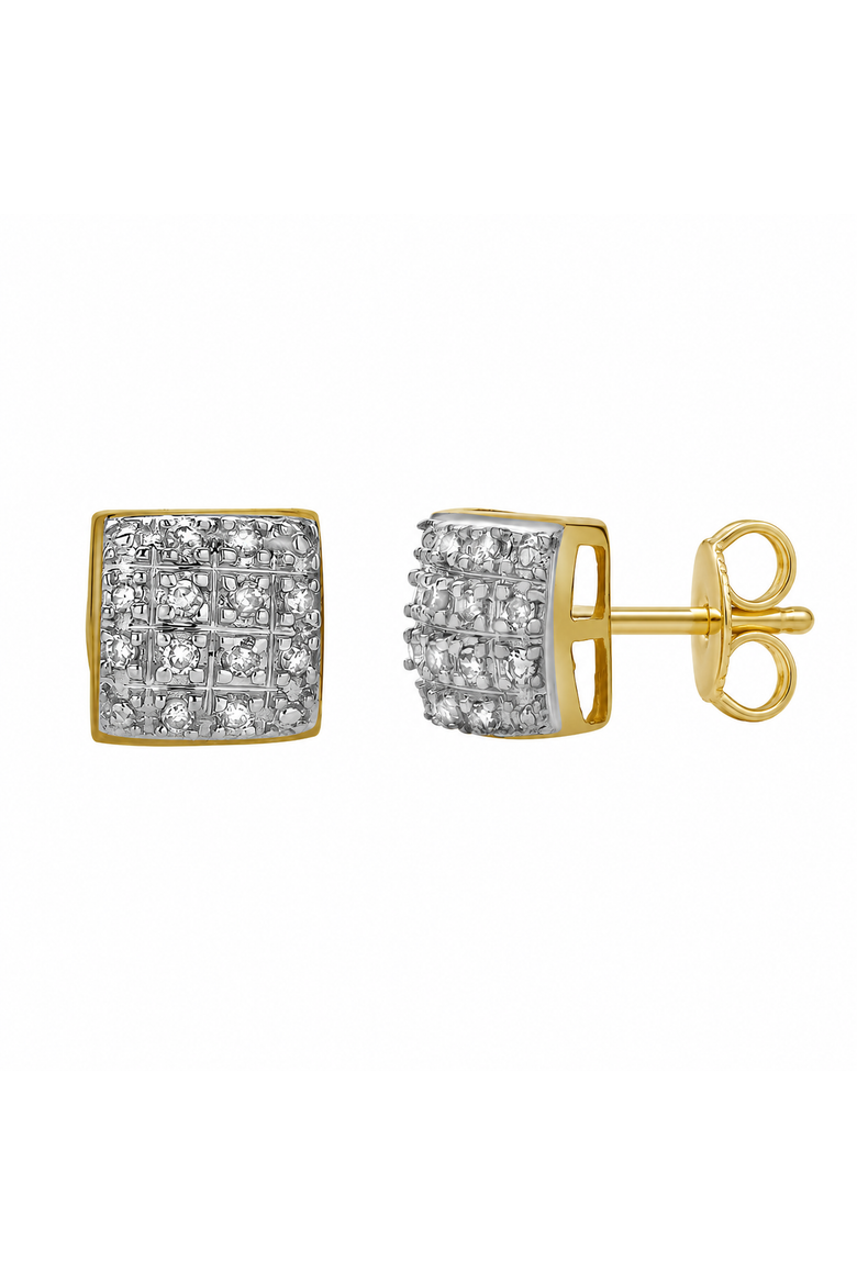 Echo 10K Yellow Gold Cluster Diamond Unisex Earrings - 0.15 Cts, Main, color, 10K Yellow Gold