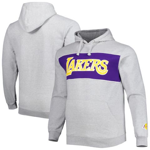 Men's Fanatics Branded Heather Gray Los Angeles Lakers Big & Tall Wordmark Pullover Hoodie