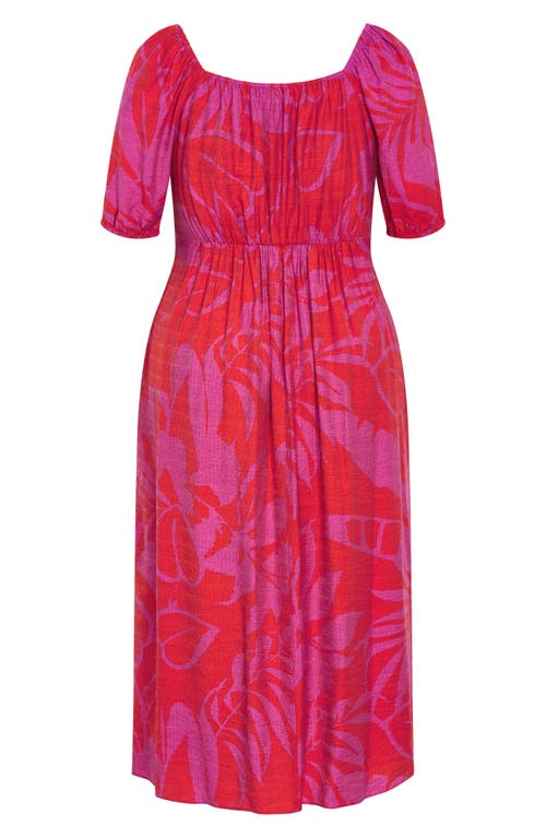 City Chic Bella Print Maxi Dress In Pink Tropicana