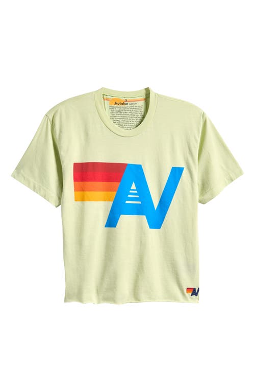 Aviator Nation Logo Boyfriend Tee In Lime Cream