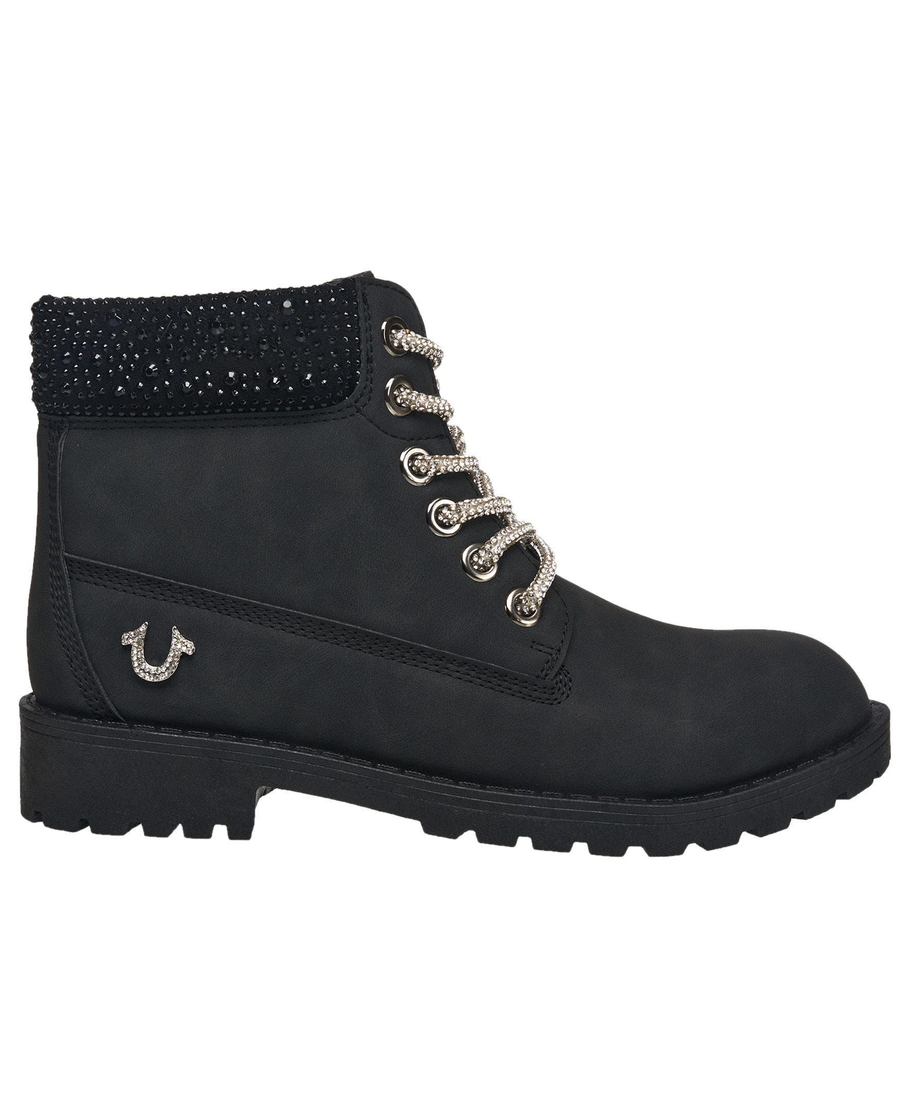 Faith Bling Lace Combat Boot, Alternate, color, Black