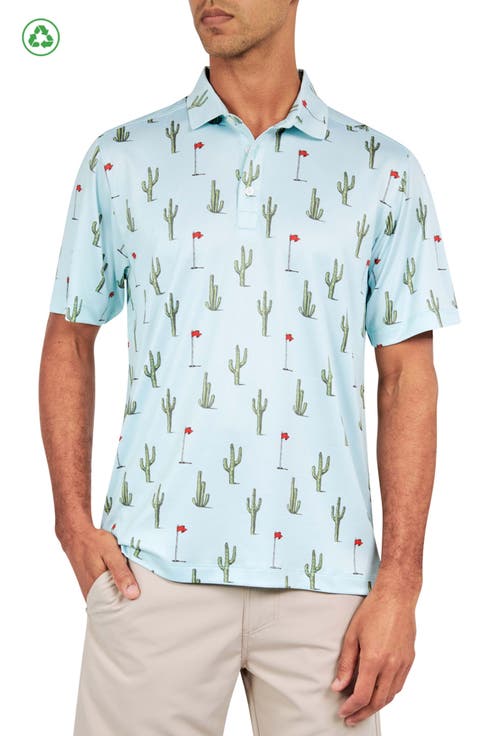 Regular Fit Cactus Print Recycled Performance Golf Polo