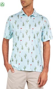 CONSTRUCT Regular Fit Cactus Print Recycled Performance Golf Polo