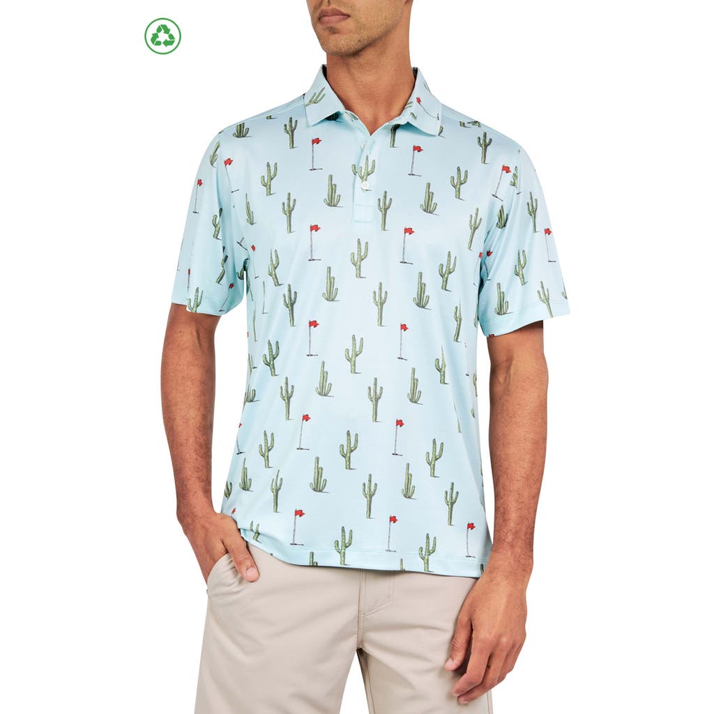 CONSTRUCT Regular Fit Cactus Print Recycled Performance Golf Polo in Aqua  product