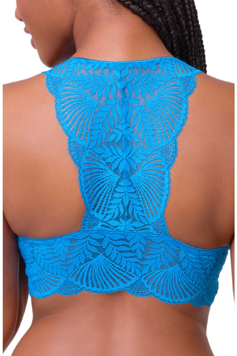 Belle Epoque Full Cup Racerback Lace & Microfiber Bralette, Alternate, color, TRUE BLUE
