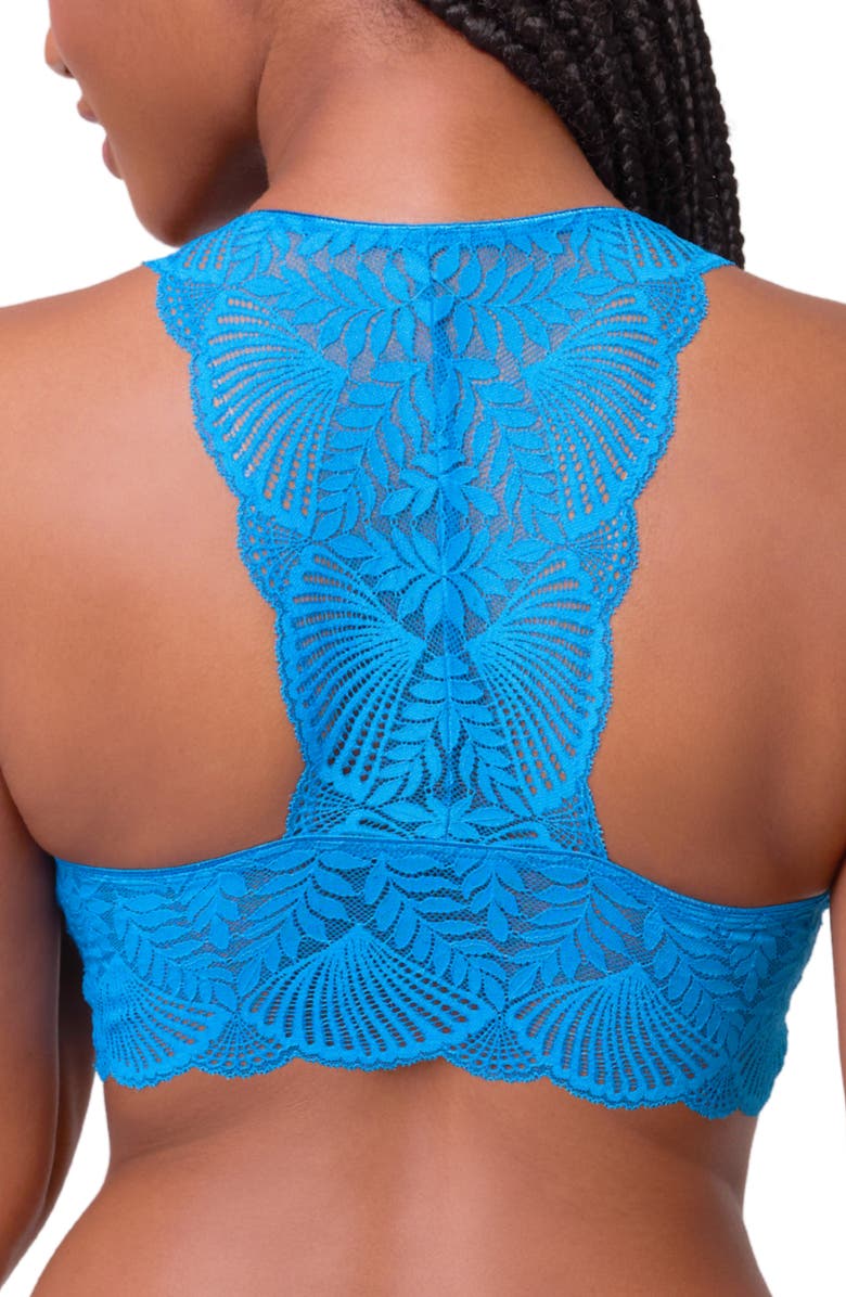Fleur't Belle Epoque Full Cup Racerback Lace & Microfiber Bralette, Alternate, color, True Blue