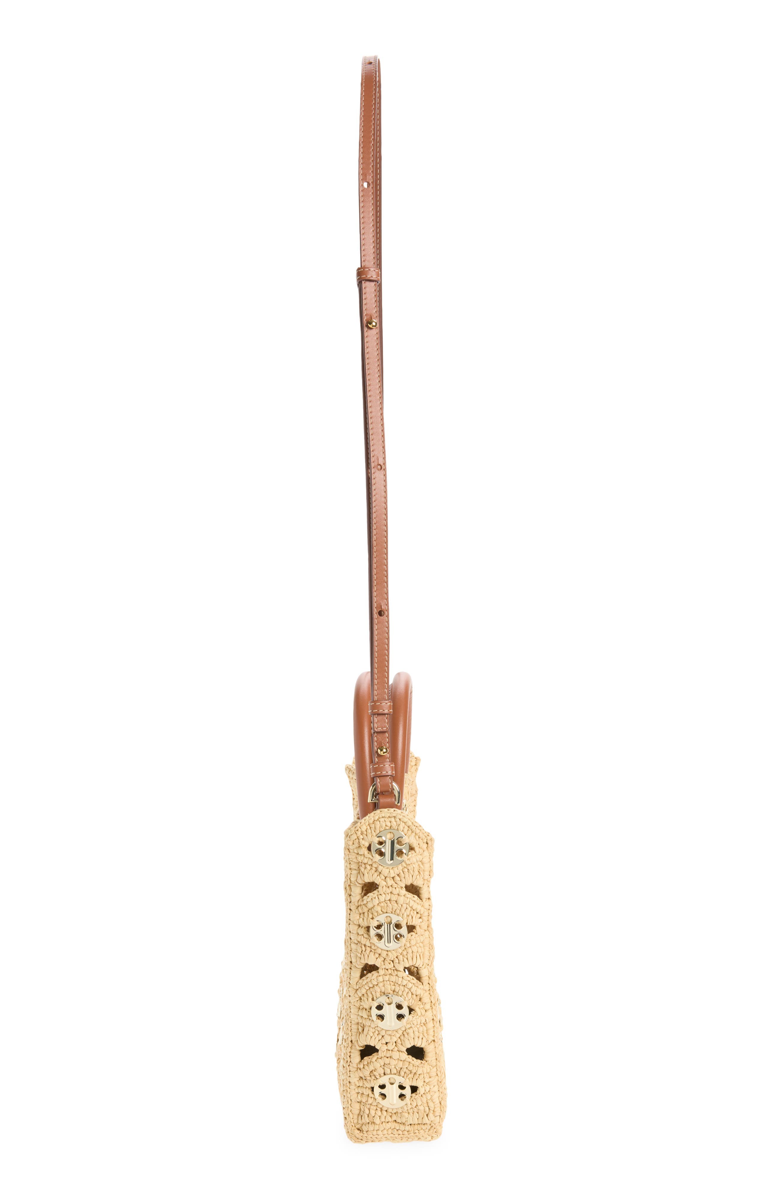 Small Signature 1969 Discs Raffia Tote, Alternate, color, NATURAL / LIGHT GOLD