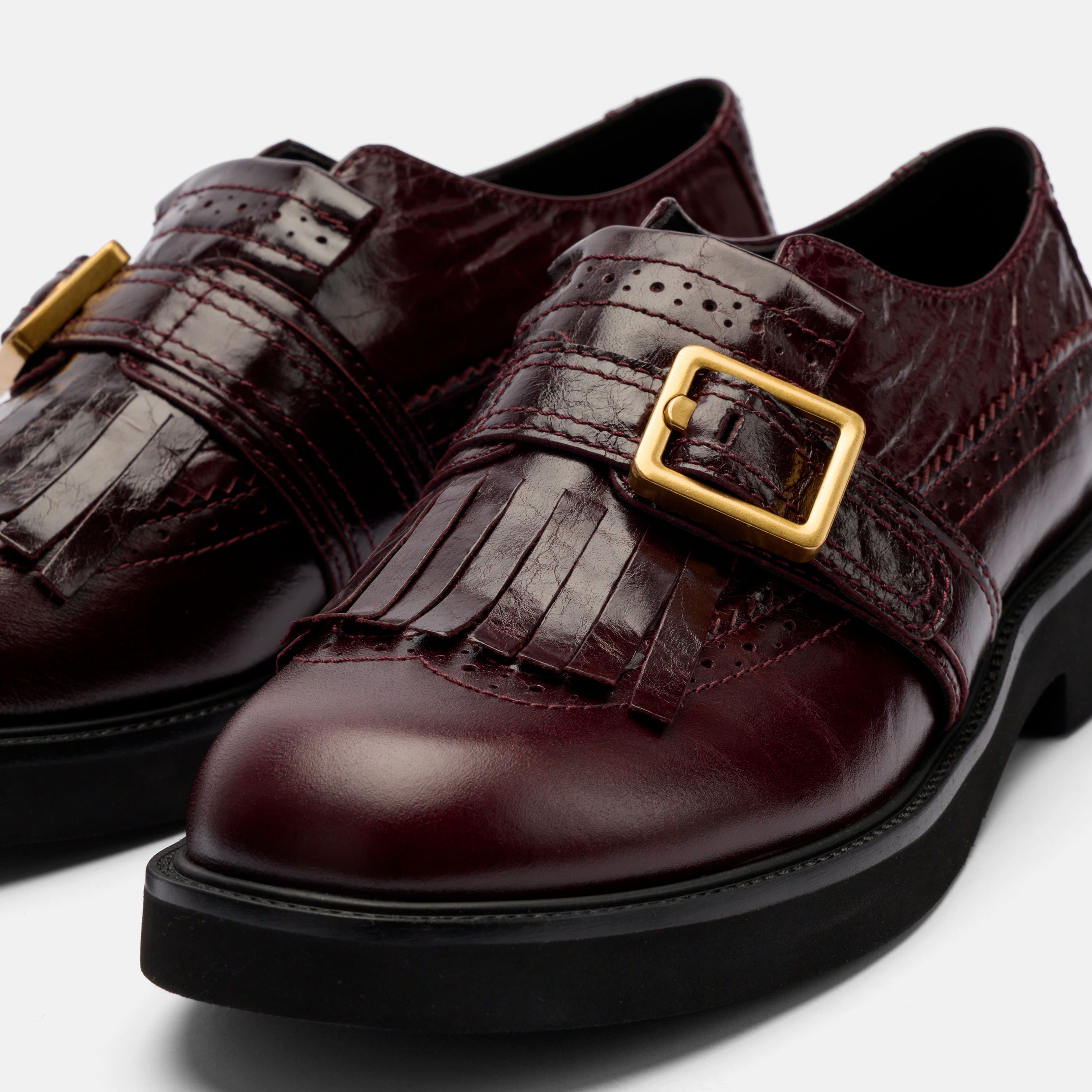 Vaughn Patent Fringed Monk Strap Oxford, Alternate, color, Burgundy