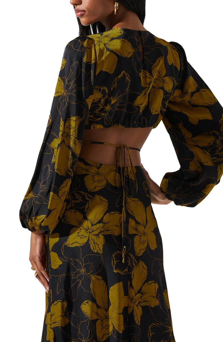 ASTR the Label Quinn Floral Cutout Long Sleeve Dress, Alternate, color,