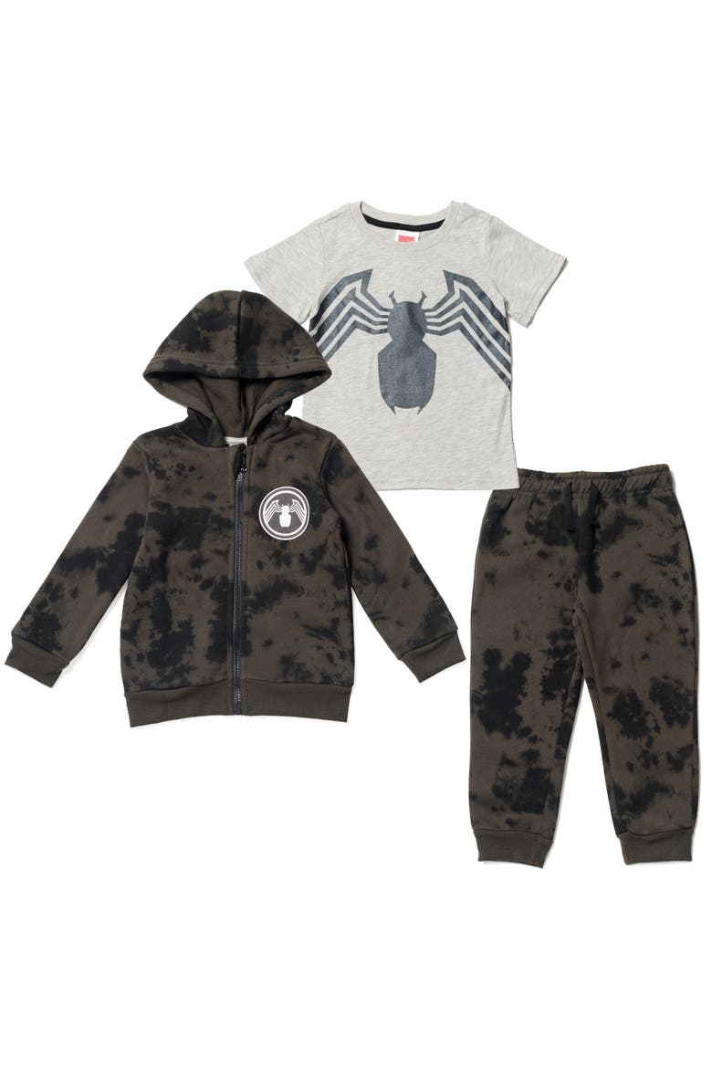 Avengers Spider-Man Hoodie Tee and Joggers Set, Main, color, Venom Olive Tie Dye