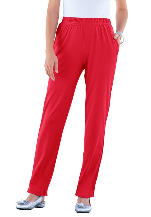 Plus Size Soft Knit Relaxed Pull-On Straight Leg Pant (Plus)