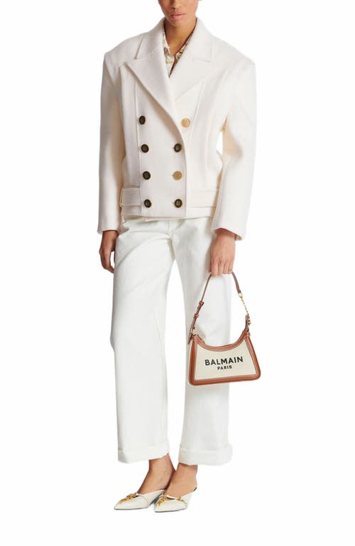 BALMAIN BALMAIN B-ARMY SHOULDER CANVAS AND LEATHER BAG