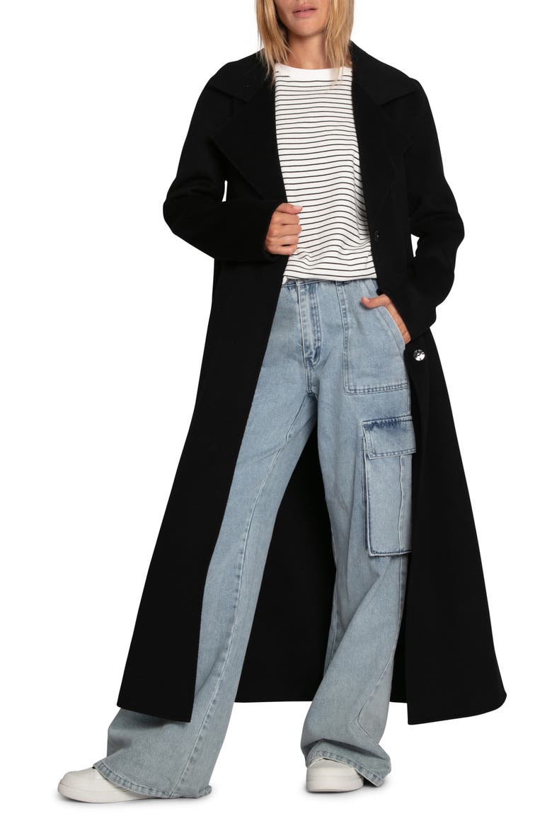 Ex-Boyfriend Wool Blend Maxi Coat, Alternate, color, BLACK