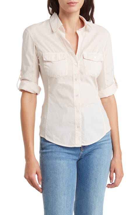 Three-Quarter Sleeve Button-Up Shirt