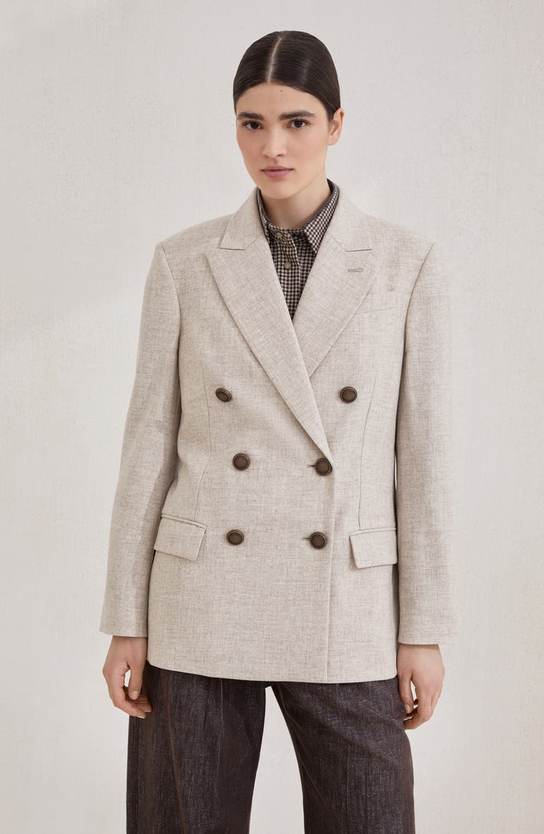 Brunello Cucinelli Twill flannel blazer, Alternate, color, Beige