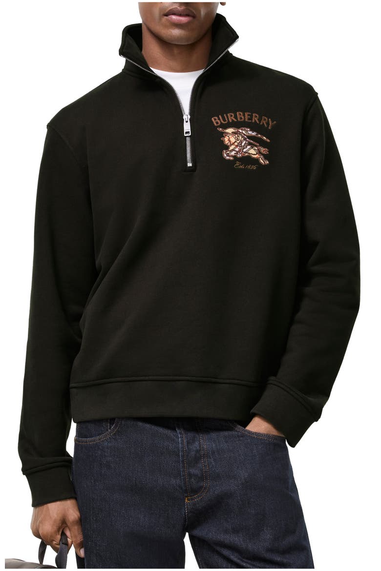 Knight Check Cotton Half-zip Sweatshirt, Main, color, Chocolate brown