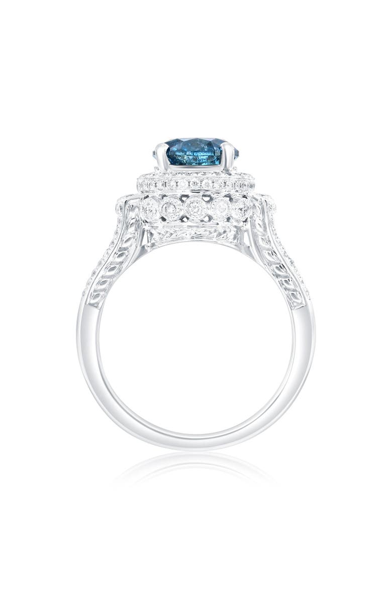 14K White Gold 2.01ct Blue Diamond & 0.55cttw Diamond Ring, Alternate, color, White Gold