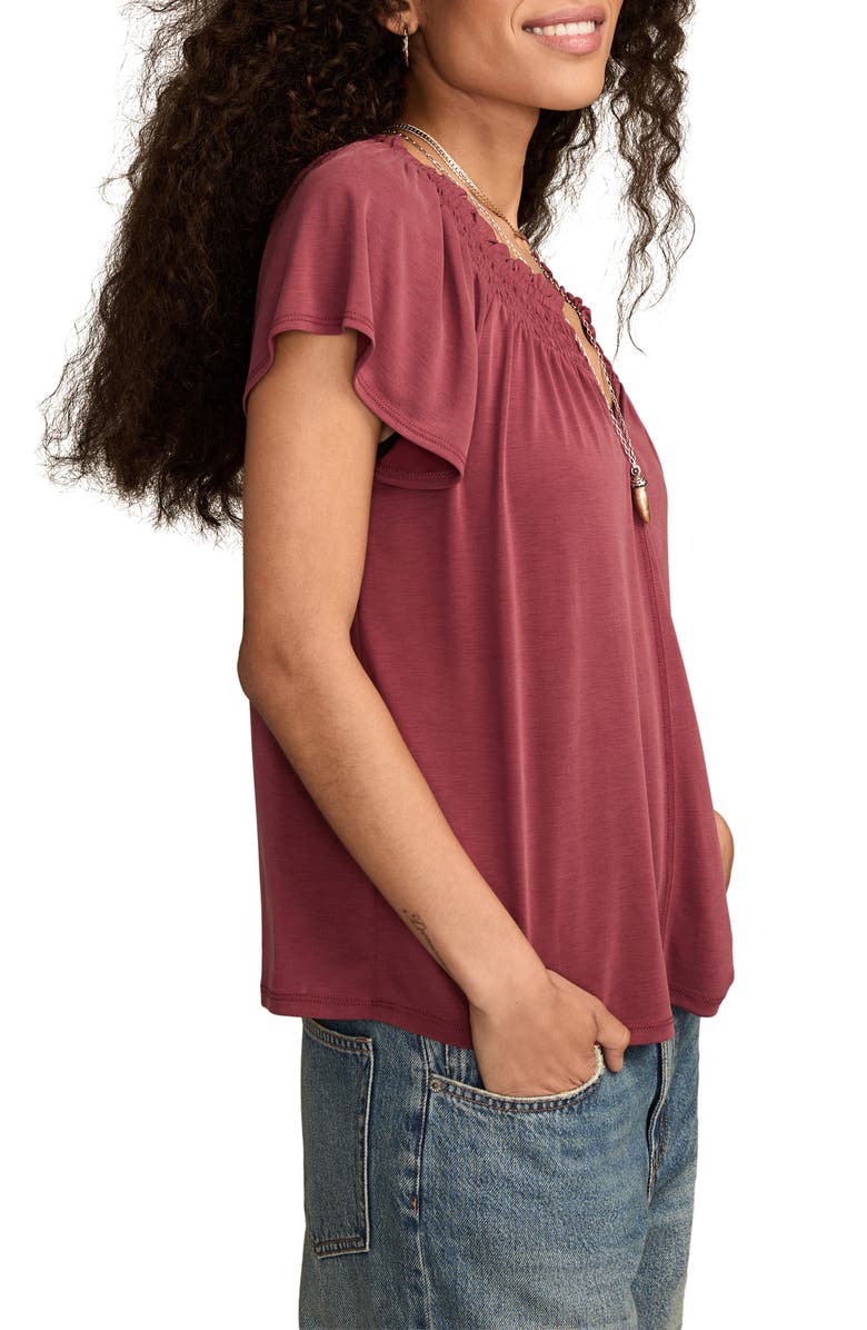 Lucky Brand Sandwash Notch Neck Top, Alternate, color, Syrah